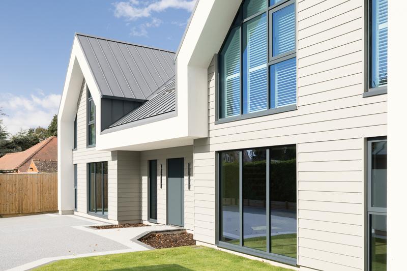 Modern home with horizontal cladding panels